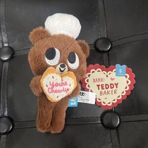 New Barkbox Teddy Baker Bear Small Bark Dog Plush Stuffed Crinkle Squeaky Toy